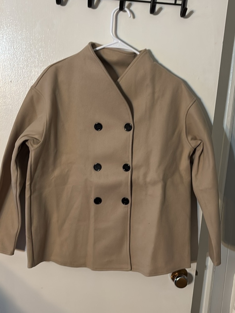 Classic Double-Breasted Women's Coat in Beige